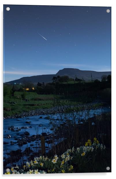 Meteor over Ingleborough Acrylic by Pete Collins