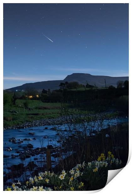 Meteor over Ingleborough Print by Pete Collins