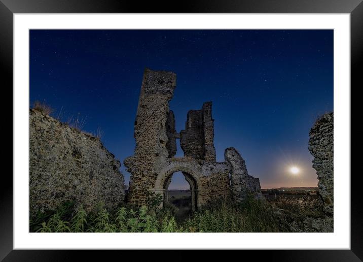 Moonrise over Bawsey ruins  Framed Mounted Print by Gary Pearson