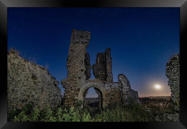 Moonrise over Bawsey ruins  Framed Print by Gary Pearson