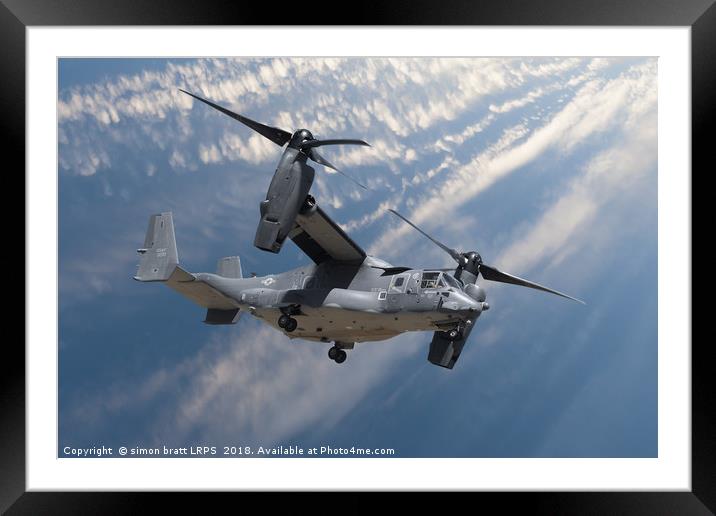 Bell Boeing Osprey V-22 helicopter close up view f Framed Mounted Print by Simon Bratt LRPS