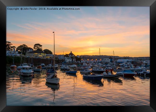  Paignton Harbour Sunset Framed Print by John Fowler