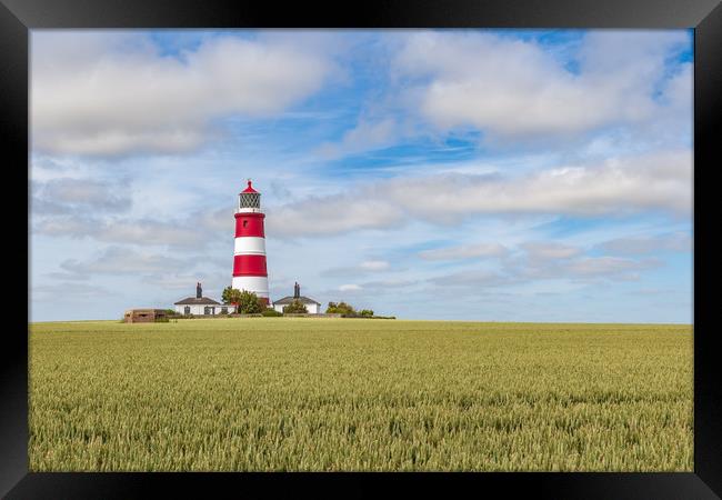 Happisburgh lighthouse on a summers day Framed Print by Kevin Snelling