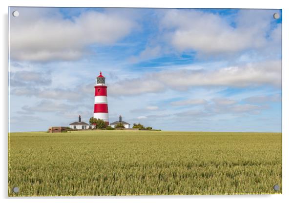 Happisburgh lighthouse on a summers day Acrylic by Kevin Snelling