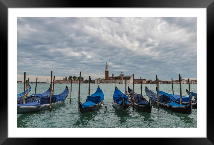 Venice Gondolas Framed Mounted Print by Tony Swain