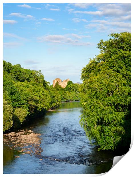 River Teith towards Doune Castle. Print by Tommy Dickson