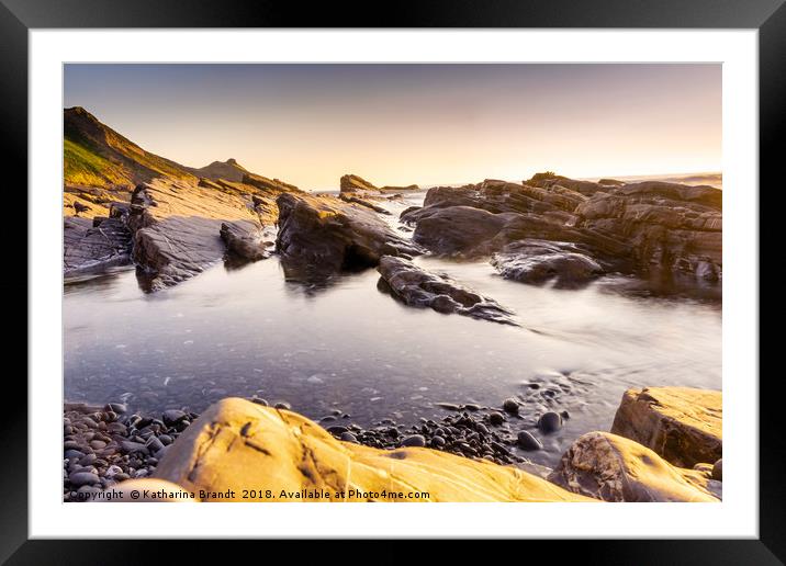 Widemouth Bay in North Cornwall sunset, England Framed Mounted Print by KB Photo