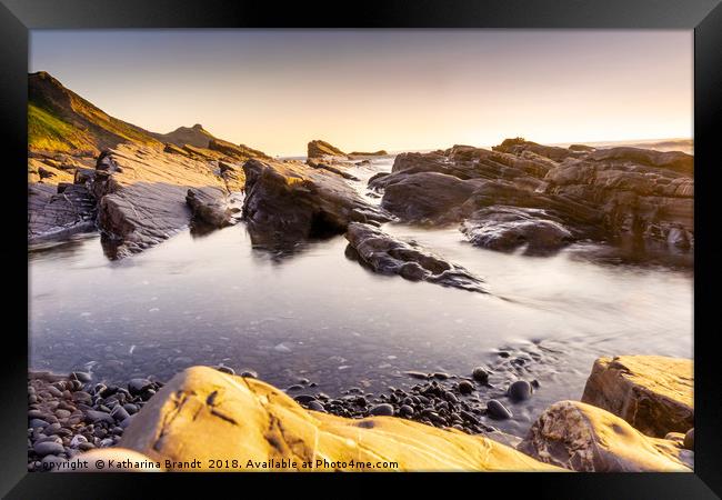 Widemouth Bay in North Cornwall sunset, England Framed Print by KB Photo