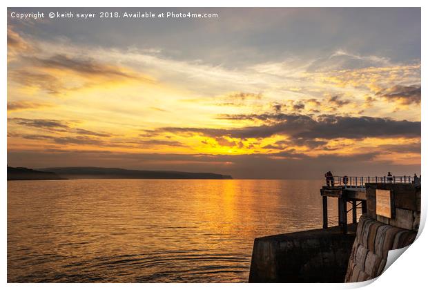 Watching the sunset Whitby Print by keith sayer