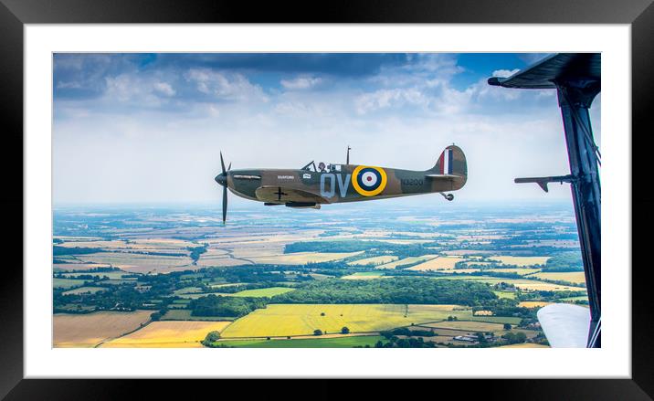 A Spitfire on the Wingtip Framed Mounted Print by Mike Lanning