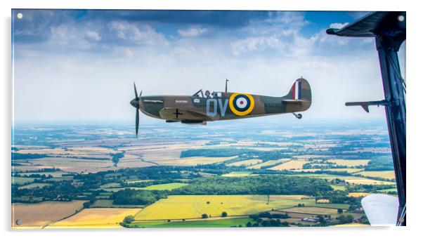 A Spitfire on the Wingtip Acrylic by Mike Lanning