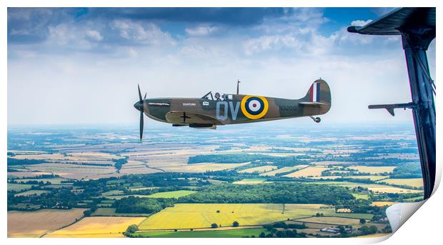 A Spitfire on the Wingtip Print by Mike Lanning