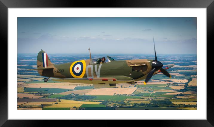 Spitfire MkI in flight Framed Mounted Print by Mike Lanning