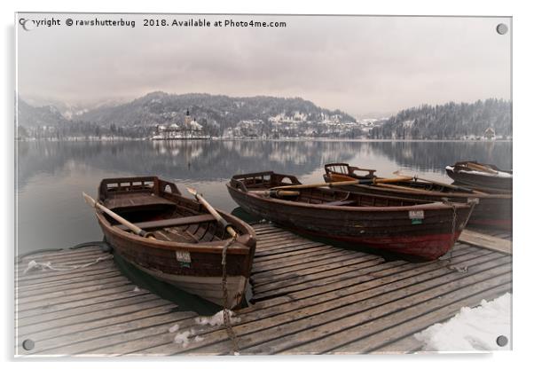 Rowing Boats At The Lake Bled Acrylic by rawshutterbug 