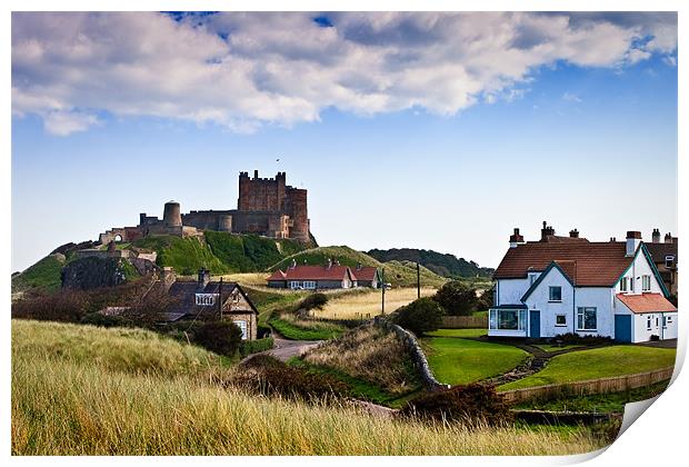 Bamburgh Castle & Village, Northumberland Print by David Lewins (LRPS)