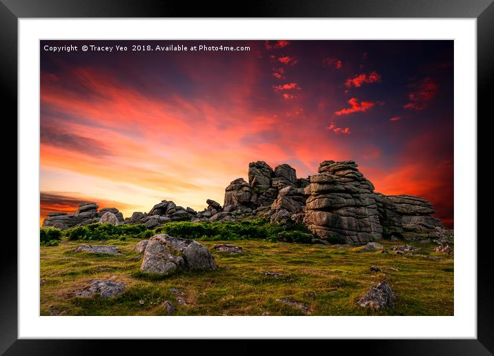 Hound Tor Sunset Framed Mounted Print by Tracey Yeo
