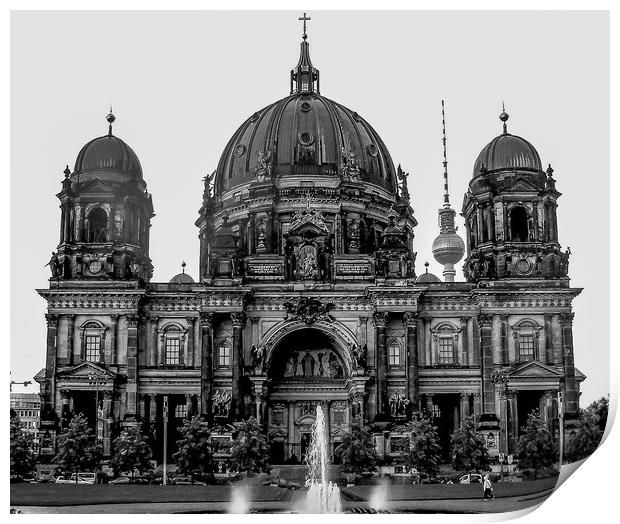 Berlin Cathedral Church, B&W image Print by Mike Lanning