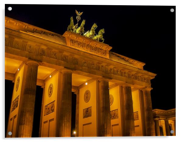 Brandenburg Gate at night Acrylic by Mike Lanning