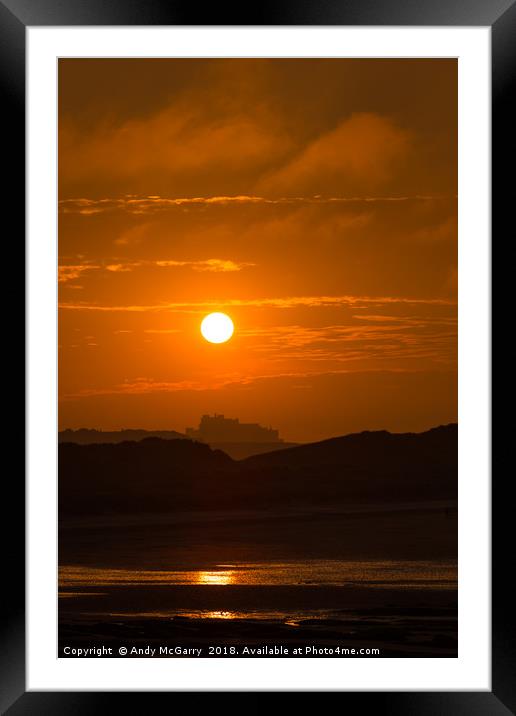 Bamburgh Castle Sunset Framed Mounted Print by Andy McGarry