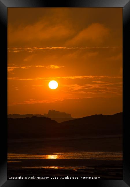 Bamburgh Castle Sunset Framed Print by Andy McGarry