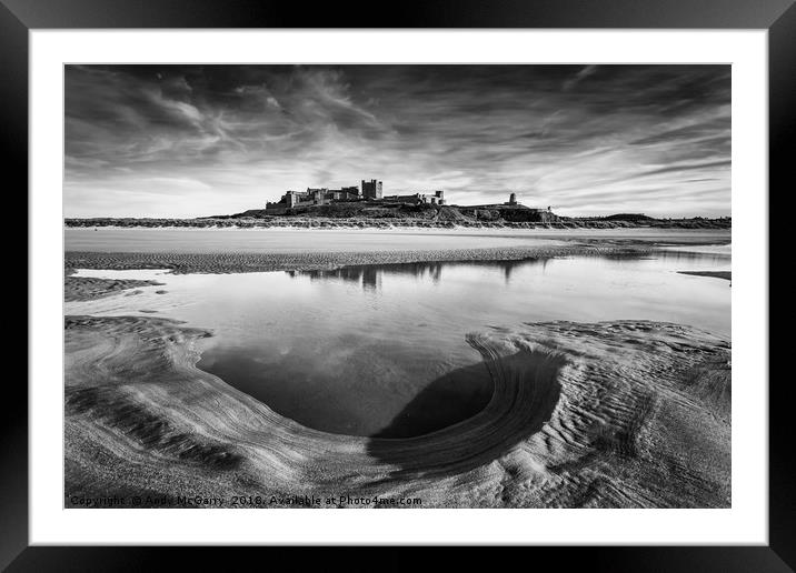Bamburgh Castle Black & White Framed Mounted Print by Andy McGarry