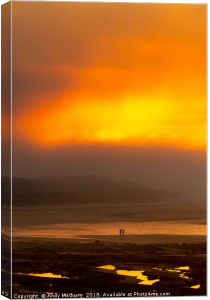 Bamburgh Sea Fret Sunset  Canvas Print by Andy McGarry