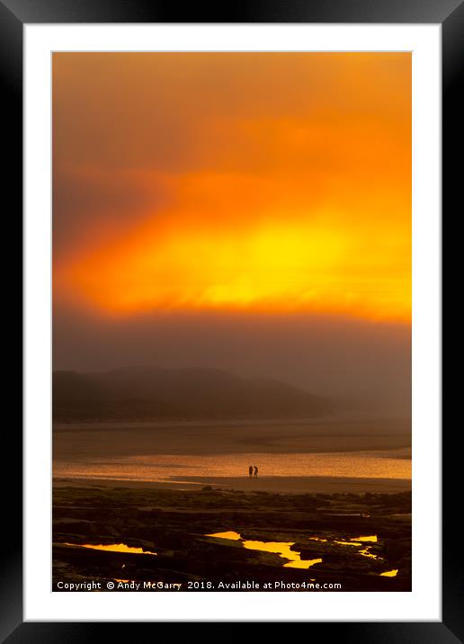 Bamburgh Sea Fret Sunset  Framed Mounted Print by Andy McGarry