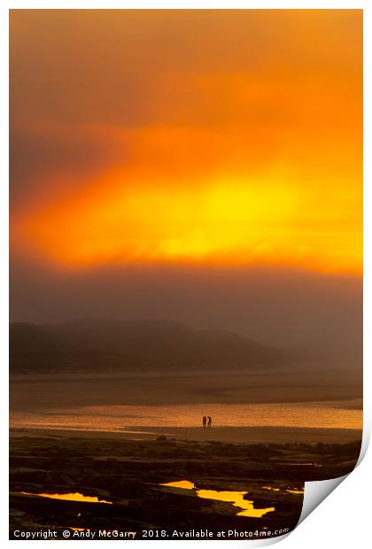 Bamburgh Sea Fret Sunset  Print by Andy McGarry