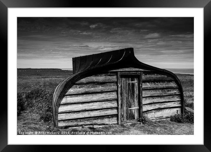 Lindisfarne Boat Shed Framed Mounted Print by Andy McGarry