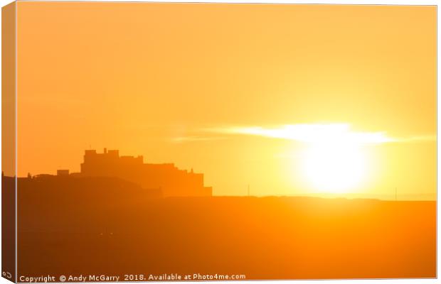 Bamburgh Castle Sunset Canvas Print by Andy McGarry