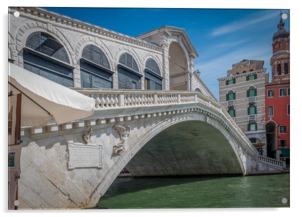 Rialto Bridge Venice Acrylic by Tony Swain