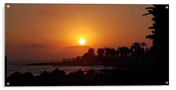 Cyprus Sunset Acrylic by Rachel Barlow