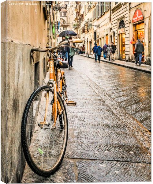 Street of Historic Center of Florence  Canvas Print by Daniel Ferreira-Leite