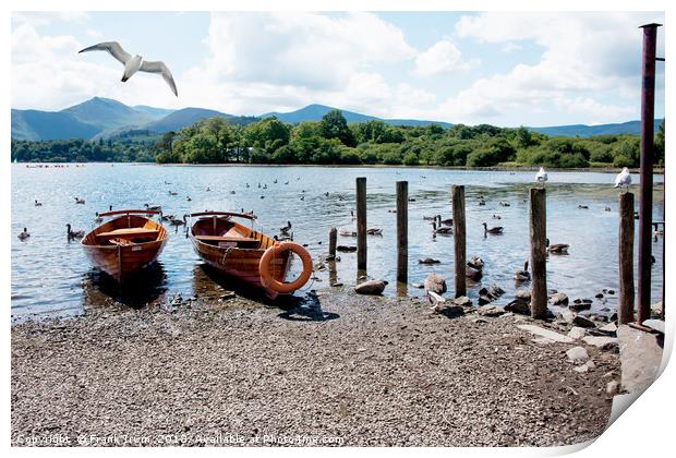 Rowing boats on Derwent water Print by Frank Irwin
