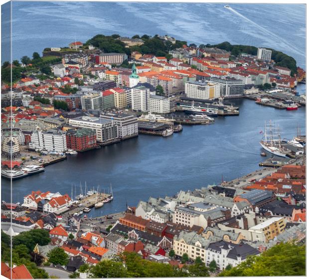 The city of Bergen Norway Canvas Print by Hamperium Photography