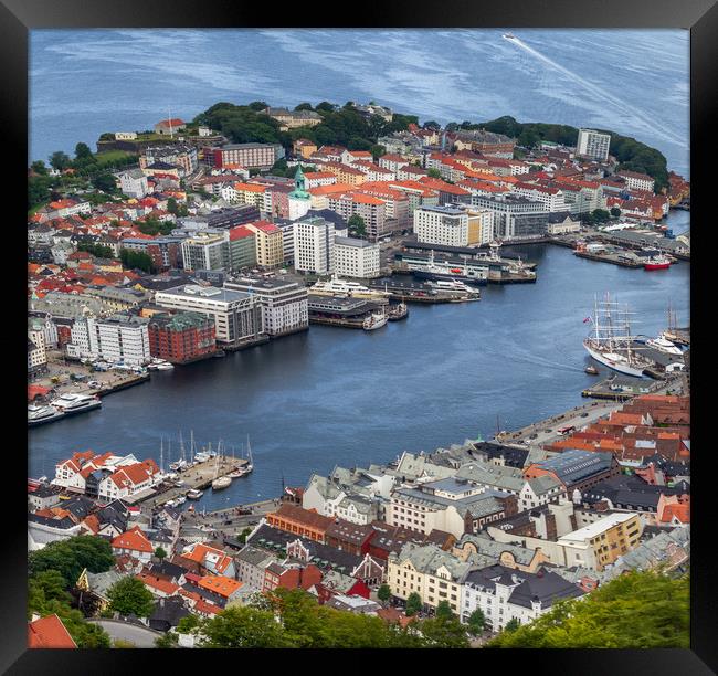 The city of Bergen Norway Framed Print by Hamperium Photography