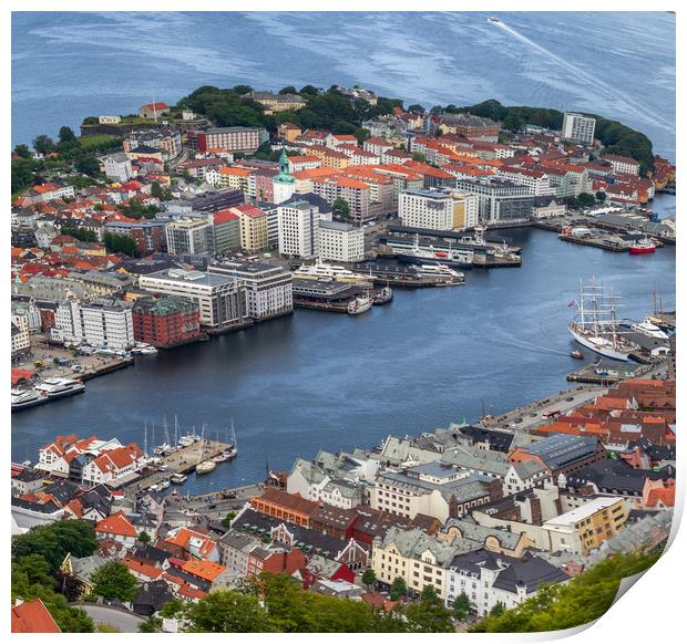 The city of Bergen Norway Print by Hamperium Photography
