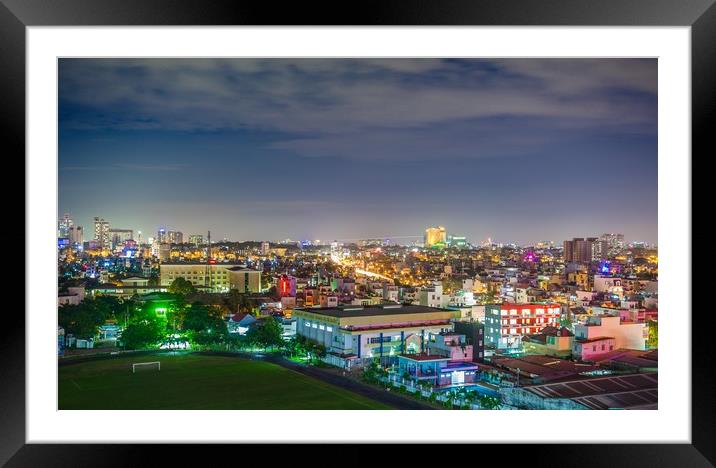 Ho Chi Minh Cityscape at night in District 8 Framed Mounted Print by Quang Nguyen Duc