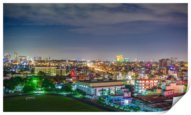 Ho Chi Minh Cityscape at night in District 8 Print by Quang Nguyen Duc