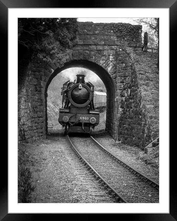 GWR 6960 'Raveningham Hall'  B&W Framed Mounted Print by Mike Lanning