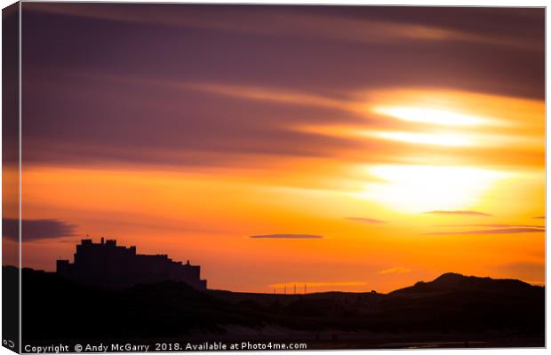Bamburgh Castle Sunset Canvas Print by Andy McGarry