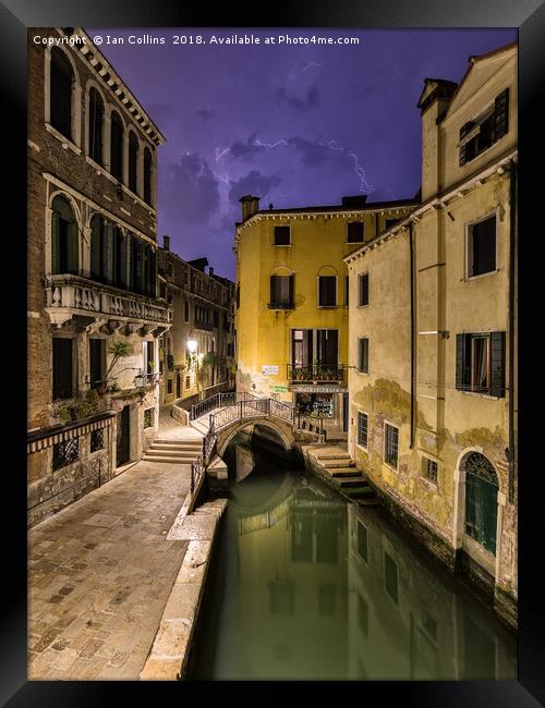 Lightning over Venice II Framed Print by Ian Collins