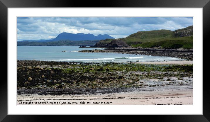 Clashnessie Bay and Quinaig Framed Mounted Print by Steven Watson