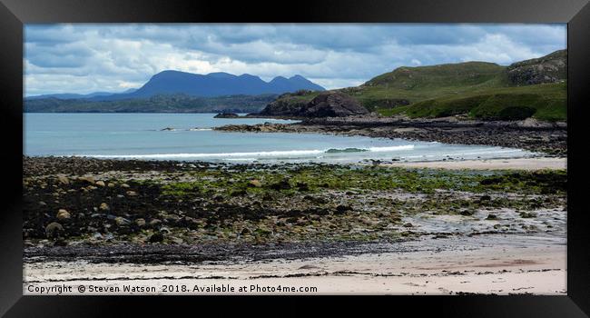 Clashnessie Bay and Quinaig Framed Print by Steven Watson