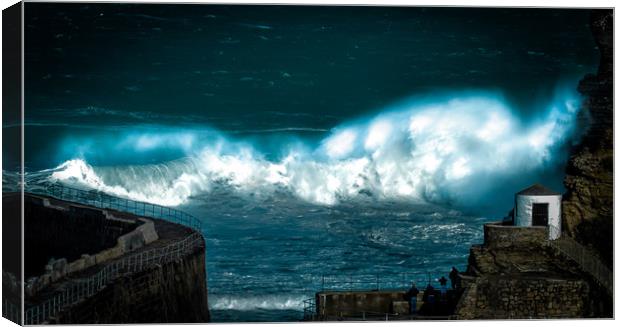Spring Storm Waves Canvas Print by Mike Lanning