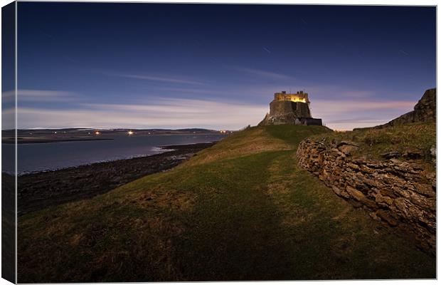 Lindisfarne Castle by Moonlight Canvas Print by David Lewins (LRPS)