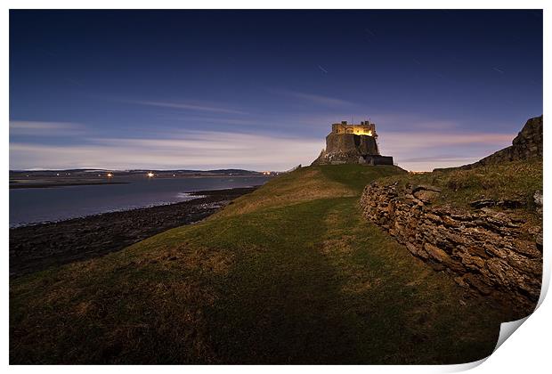Lindisfarne Castle by Moonlight Print by David Lewins (LRPS)