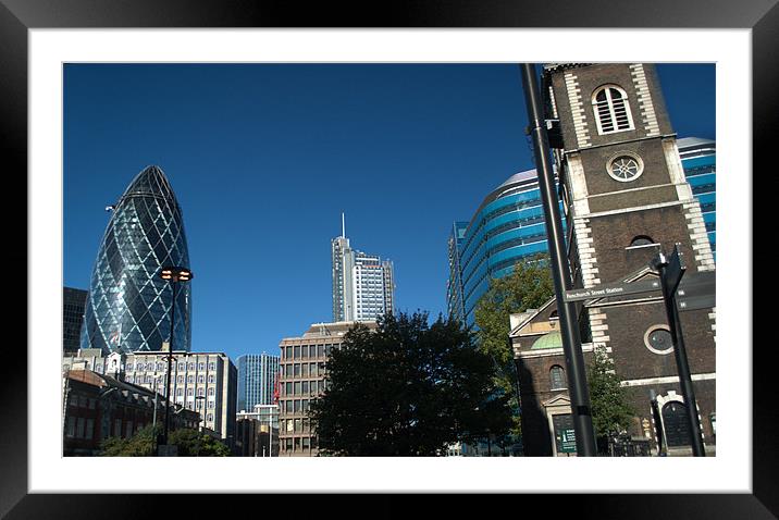 City of London Skyline from Aldgate Framed Mounted Print by Chris Day
