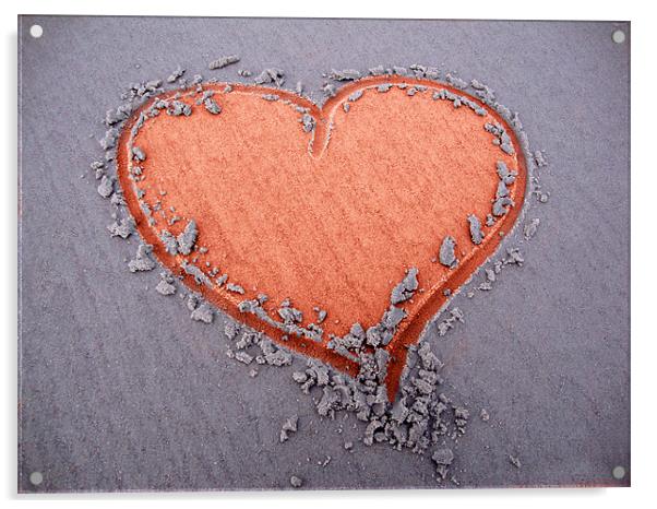Red Heart in the Sand Acrylic by samantha bartlett