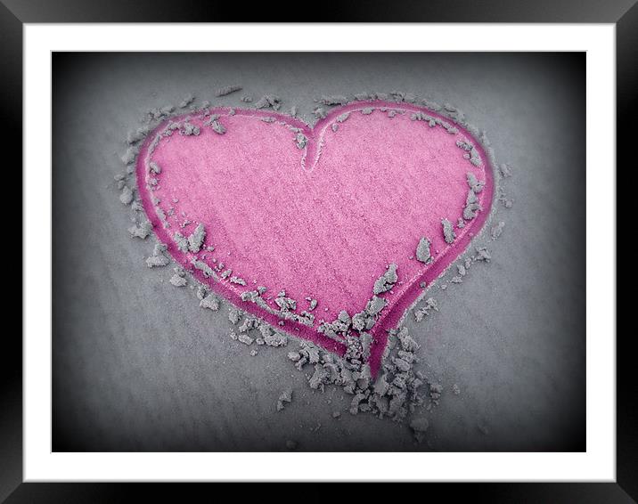 Pink Sand Heart Framed Mounted Print by samantha bartlett